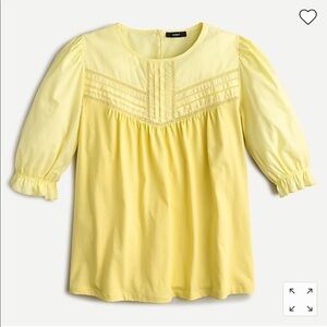 J. Crew Blouse Too Tunic Puff Sleeve Woven Lace Canary Yellow Womens Large NWTs